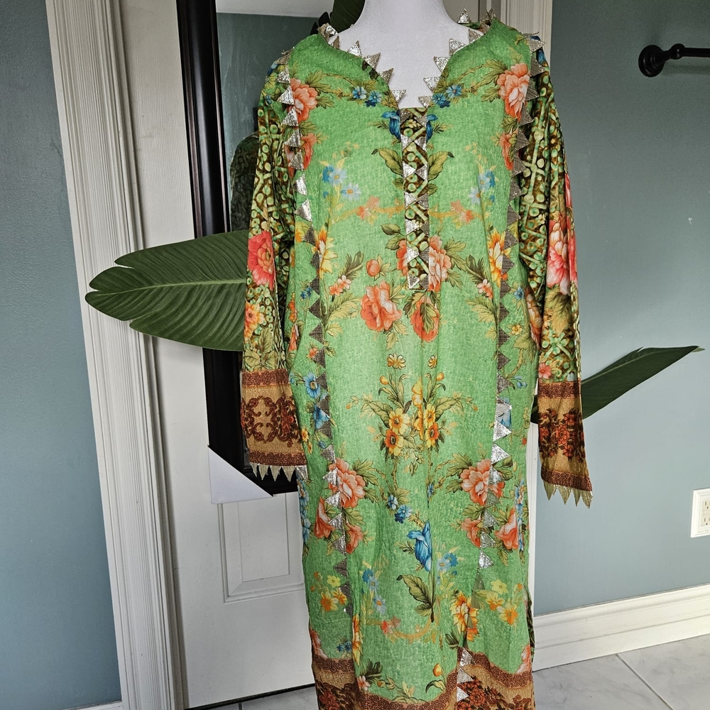 Floral Green Tunic Dress